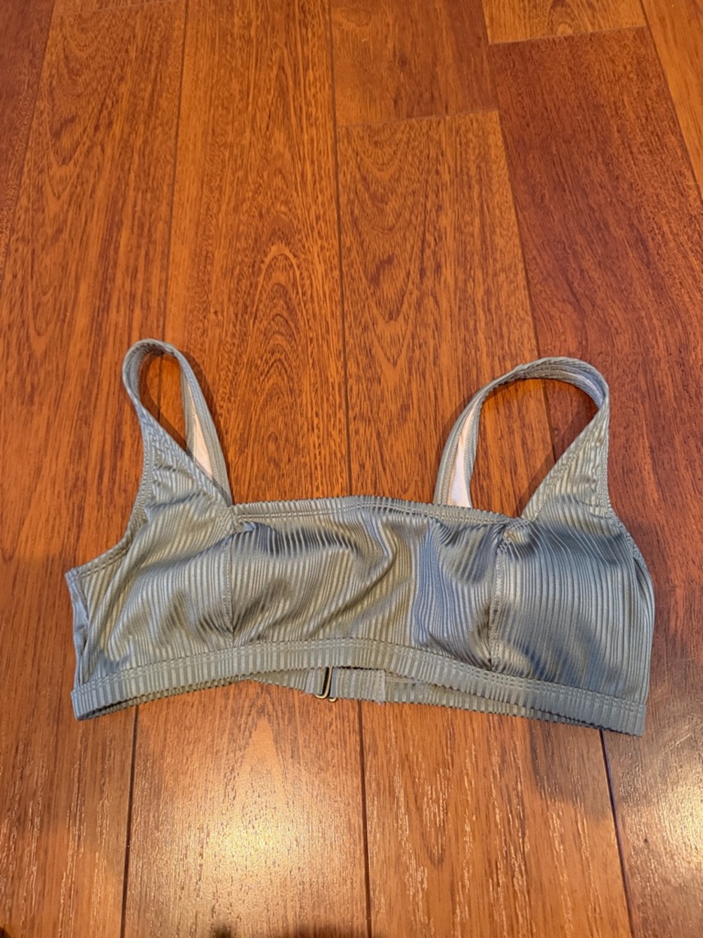 Ribbed Square Neck Bikini Top in Sage Green